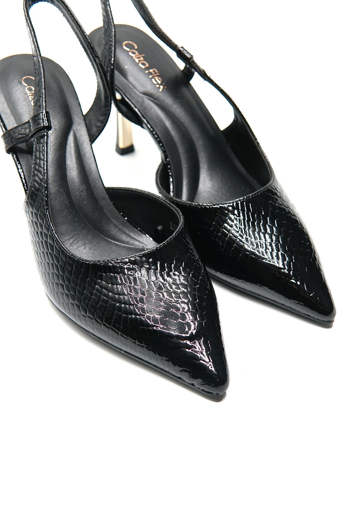 Tacones Negro Charol Animal Print 14784 Slingback Stilettos de mujer Zoé Brand Costa Rica