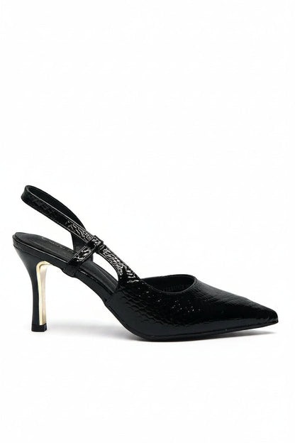 Tacones Negro Charol Animal Print 14784 Slingback Stilettos de mujer Zoé Brand Costa Rica