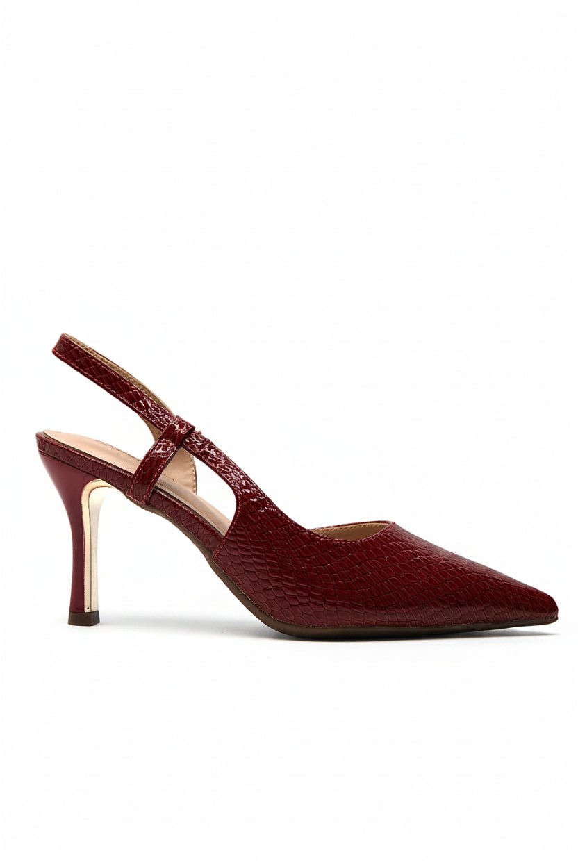 Tacones Burdeos Animal Print 14785 Slingback Stilettos de mujer Zoé Brand Costa Rica