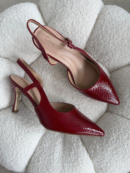 Tacones Burdeos Animal Print 14785 Slingback Stilettos de mujer Zoé Brand Costa Rica