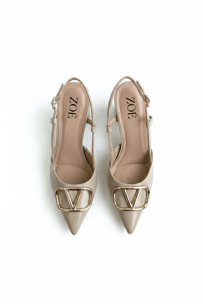 Tacones Beige 14996 Hebilla Slingback Ejecutivo de mujer Zoé Brand Costa Rica