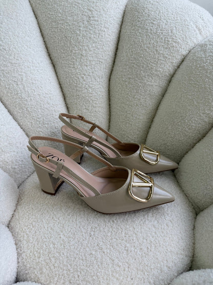 Tacones Beige 14996 Hebilla Slingback Ejecutivo de mujer Zoé Brand Costa Rica