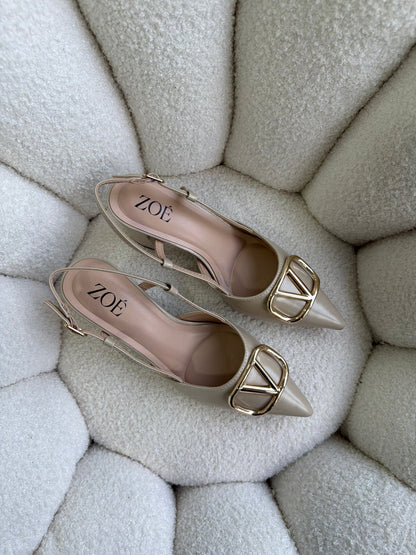 Tacones Beige 14996 Hebilla Slingback Ejecutivo de mujer Zoé Brand Costa Rica
