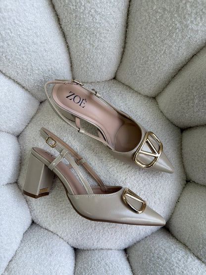 Tacones Beige 14996 Hebilla Slingback Ejecutivo de mujer Zoé Brand Costa Rica