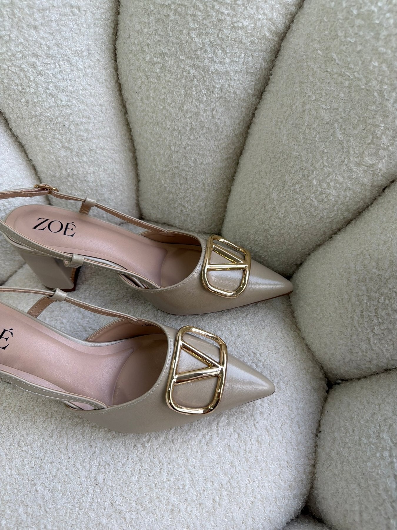 Tacones Beige 14996 Hebilla Slingback Ejecutivo de mujer Zoé Brand Costa Rica