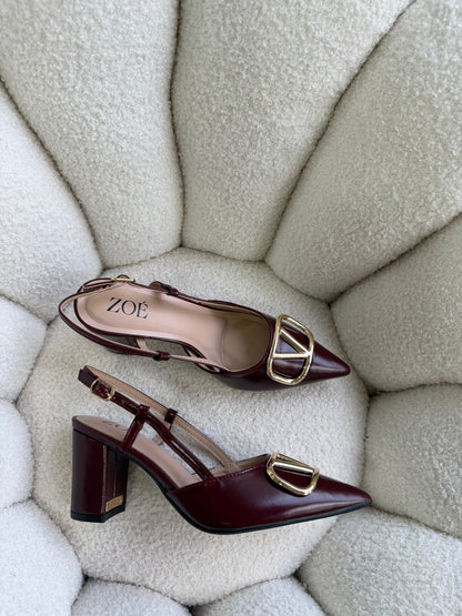 Tacones Burdeos 14998 Hebilla Slingback Ejecutivo de mujer Zoé Brand Costa Rica