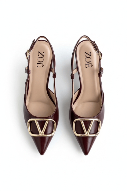 Tacones Burdeos 14998 Hebilla Slingback Ejecutivo de mujer Zoé Brand Costa Rica