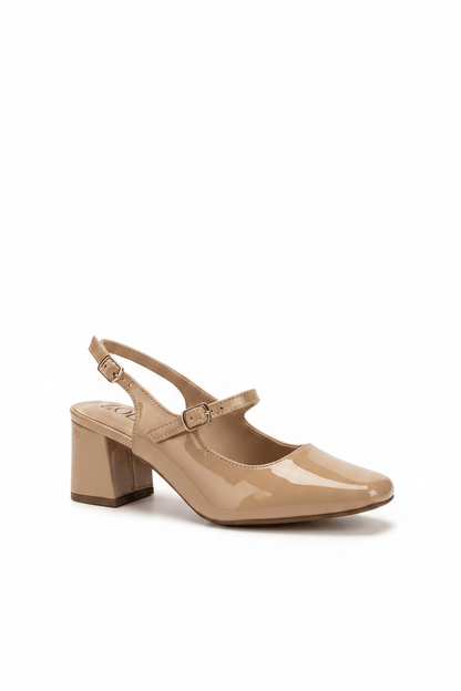 Tacones Nude Charol 14999 Hebilla Mary Jane Slingback Ejecutivo Zoé Brand Costa Rica