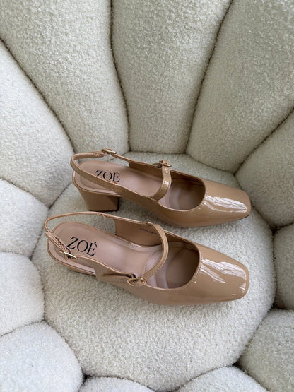 Tacones Nude Charol 14999 Hebilla Mary Jane Slingback Ejecutivo Zoé Brand Costa Rica
