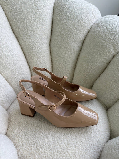 Tacones Nude Charol 14999 Hebilla Mary Jane Slingback Ejecutivo Zoé Brand Costa Rica