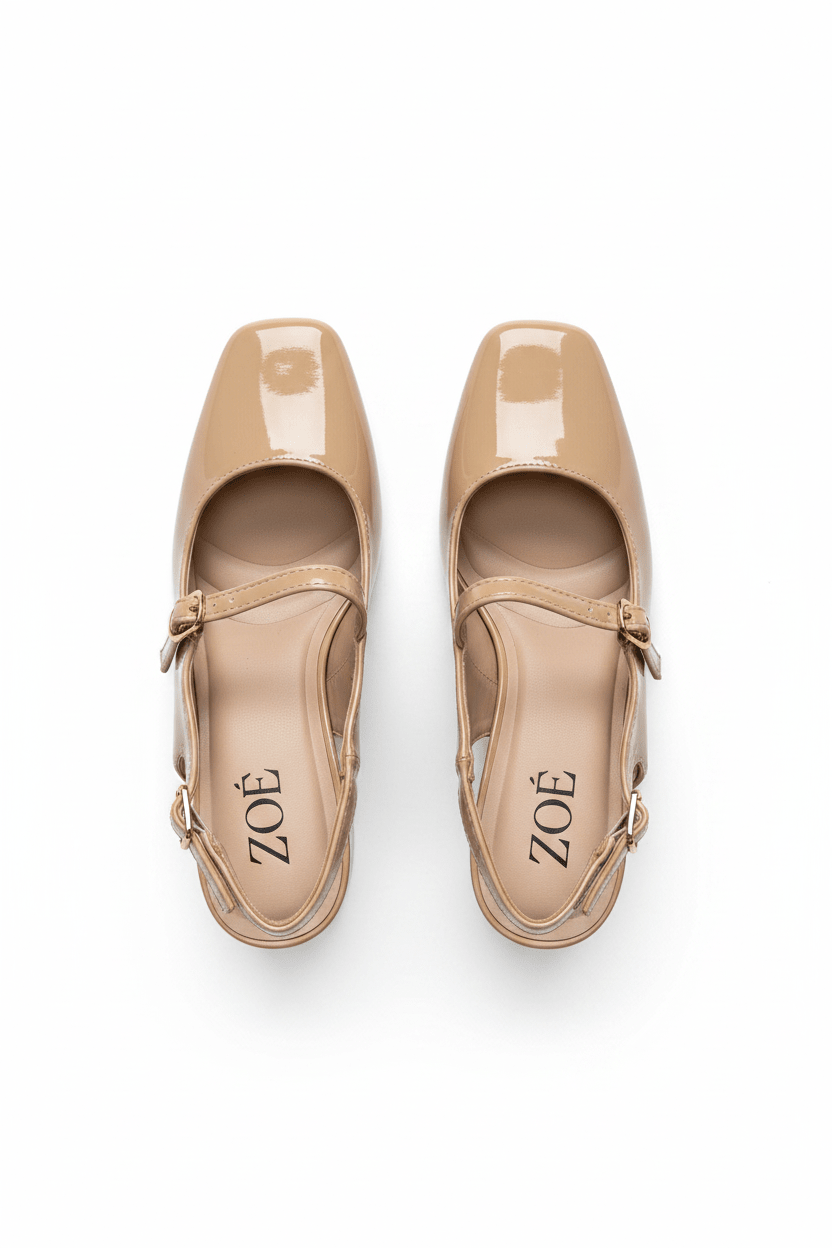 Tacones Nude Charol 14999 Hebilla Mary Jane Slingback Ejecutivo Zoé Brand Costa Rica