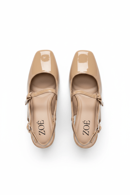 Tacones Nude Charol 14999 Hebilla Mary Jane Slingback Ejecutivo Zoé Brand Costa Rica