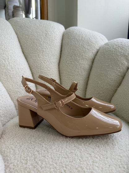 Tacones Nude Charol 14999 Hebilla Mary Jane Slingback Ejecutivo Zoé Brand Costa Rica