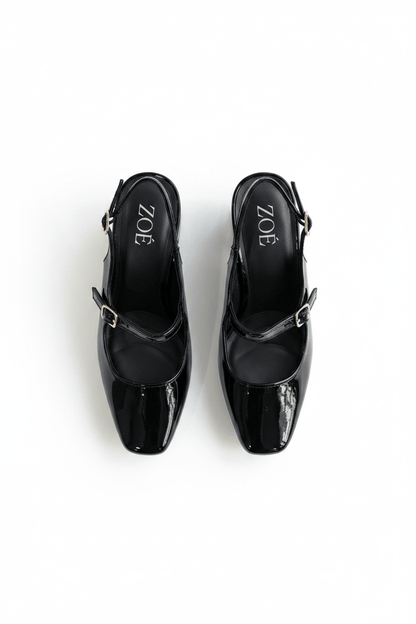 Tacones Negro Charol 15000 Hebilla Mary Jane Slingback Ejecutivo Zoé Brand Costa Rica
