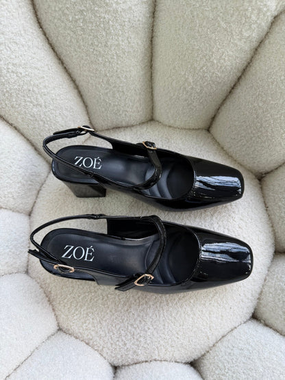 Tacones Negro Charol 15000 Hebilla Mary Jane Slingback Ejecutivo Zoé Brand Costa Rica