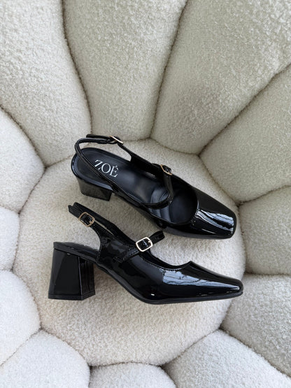 Tacones Negro Charol 15000 Hebilla Mary Jane Slingback Ejecutivo Zoé Brand Costa Rica