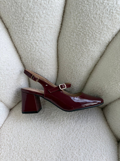 Tacones Burdeos Charol 15001 Hebilla Mary Jane Ejecutivo Zoé Brand Costa Rica