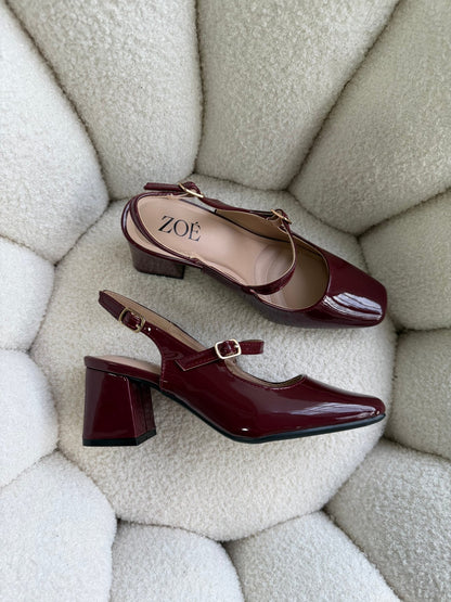 Tacones Burdeos Charol 15001 Hebilla Mary Jane Ejecutivo Zoé Brand Costa Rica