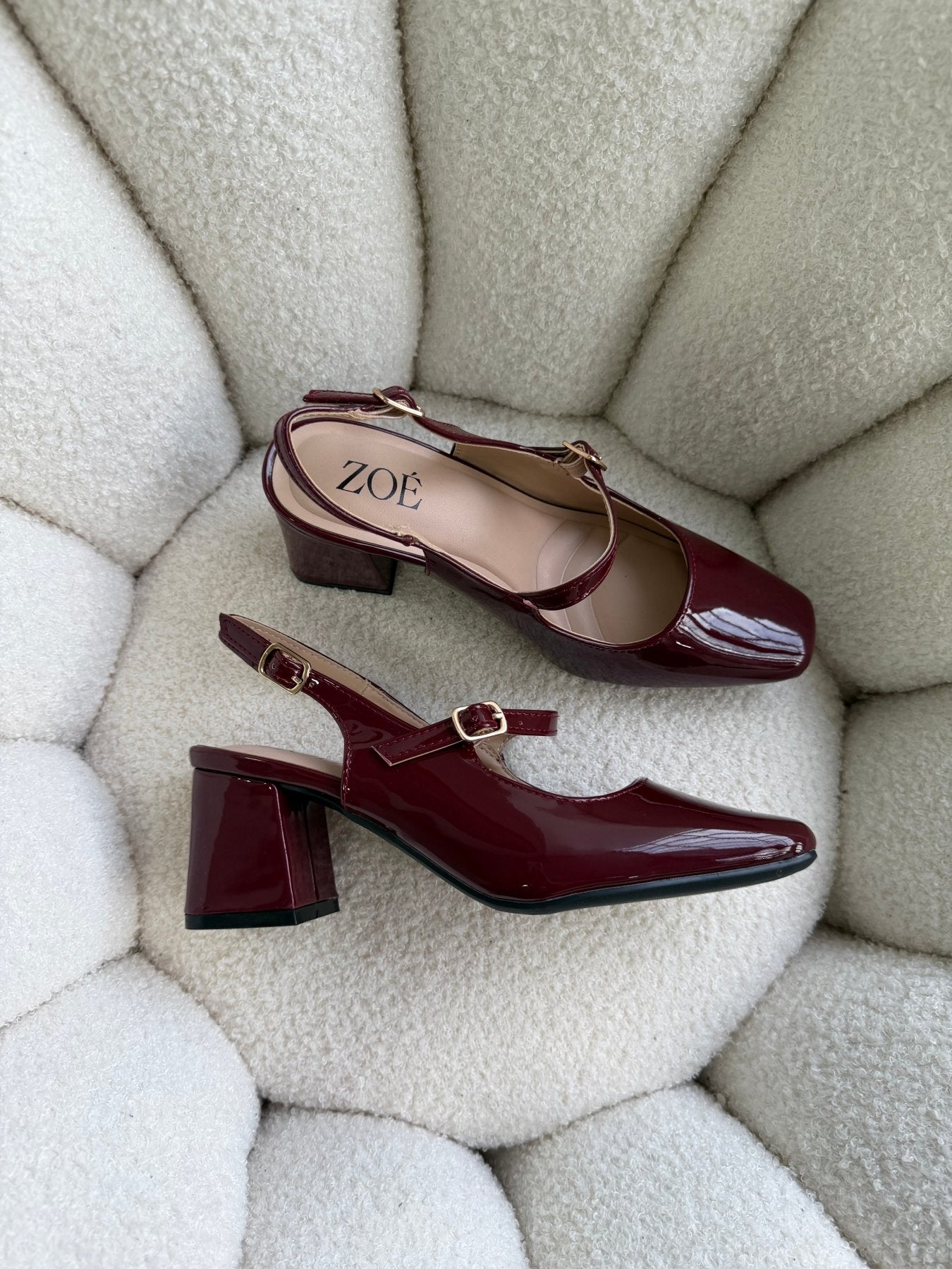 Tacones Burdeos Charol 15001 Hebilla Mary Jane Ejecutivo Zoé Brand Costa Rica
