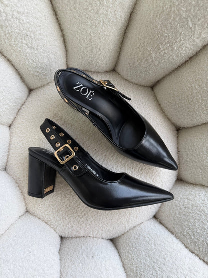 Tacones Negro 15002 Hebilla Slingback Ejecutivo Zoé Brand Costa Rica