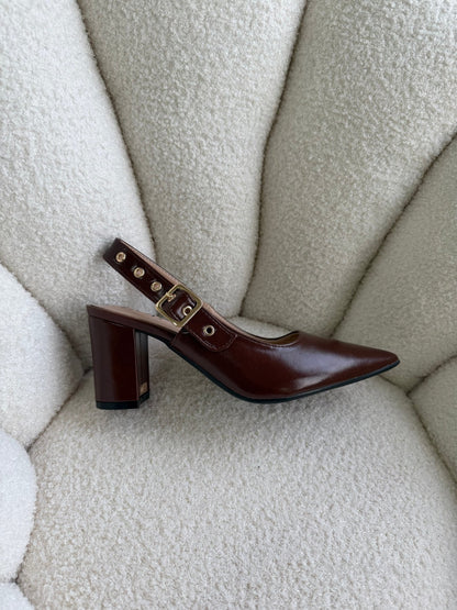 Tacones Café 15003 Hebilla Slingback Ejecutivo Zoé Brand Costa Rica