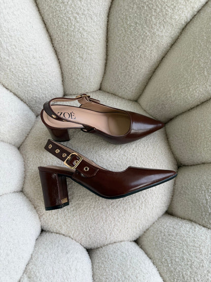 Tacones Café 15003 Hebilla Slingback Ejecutivo Zoé Brand Costa Rica