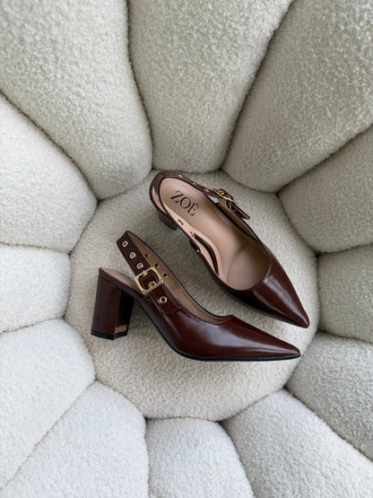 Tacones Café 15003 Hebilla Slingback Ejecutivo Zoé Brand Costa Rica