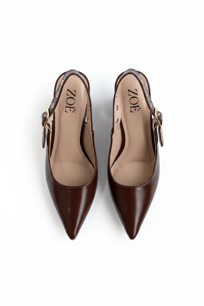Tacones Café 15003 Hebilla Slingback Ejecutivo Zoé Brand Costa Rica