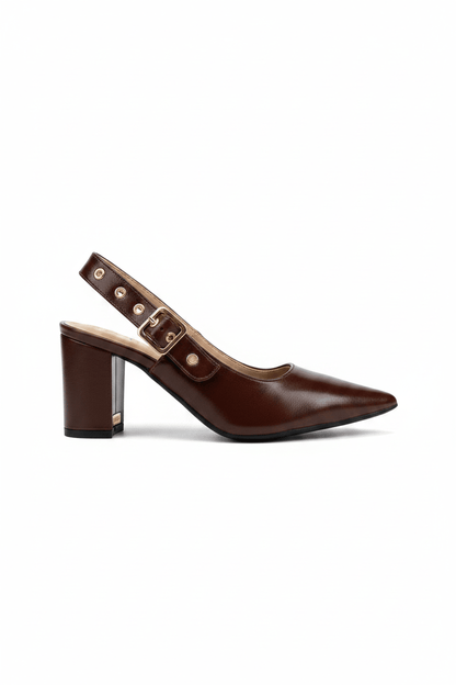 Tacones Café 15003 Hebilla Slingback Ejecutivo Zoé Brand Costa Rica