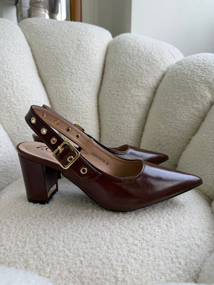 Tacones Café 15003 Hebilla Slingback Ejecutivo Zoé Brand Costa Rica