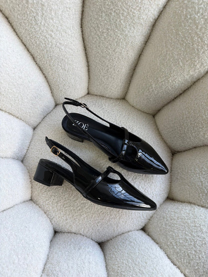 Tacones Negro Charol 15004 Hebilla Mary Jane Slingback Ejecutivo Zoé Brand Costa Rica