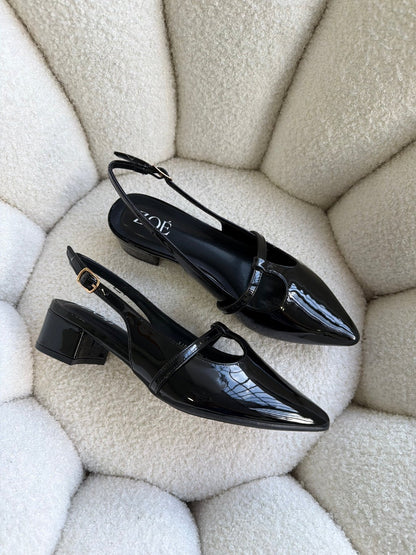 Tacones Negro Charol 15004 Hebilla Mary Jane Slingback Ejecutivo Zoé Brand Costa Rica