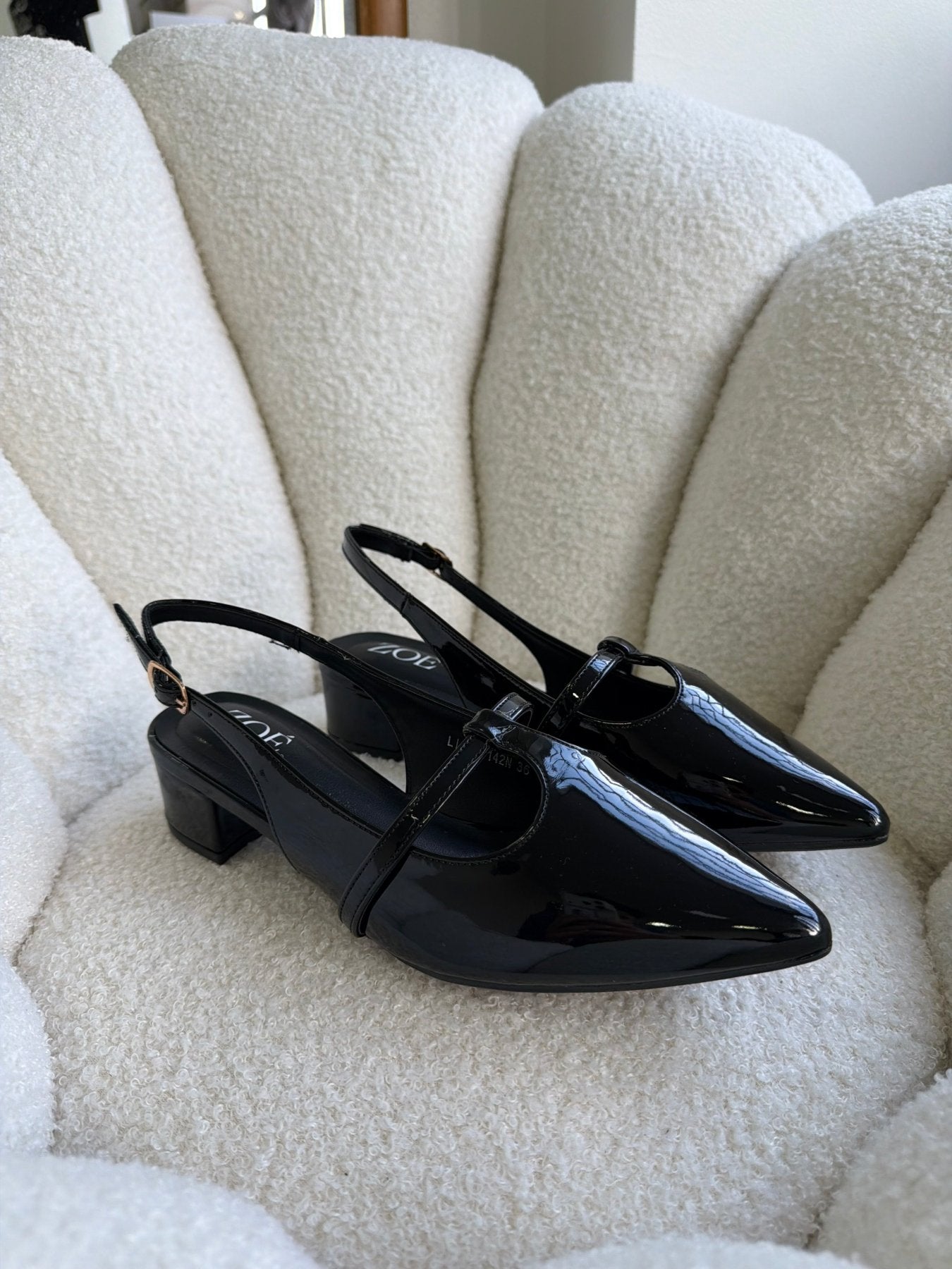 Tacones Negro Charol 15004 Hebilla Mary Jane Slingback Ejecutivo Zoé Brand Costa Rica