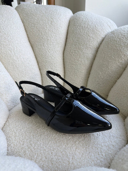 Tacones Negro Charol 15004 Hebilla Mary Jane Slingback Ejecutivo Zoé Brand Costa Rica