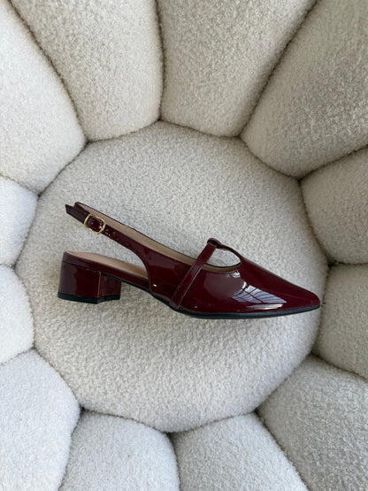 Tacones Burdeos Charol 15005 Hebilla Mary Jane Slingback Ejecutivo Zoé Brand Costa Rica