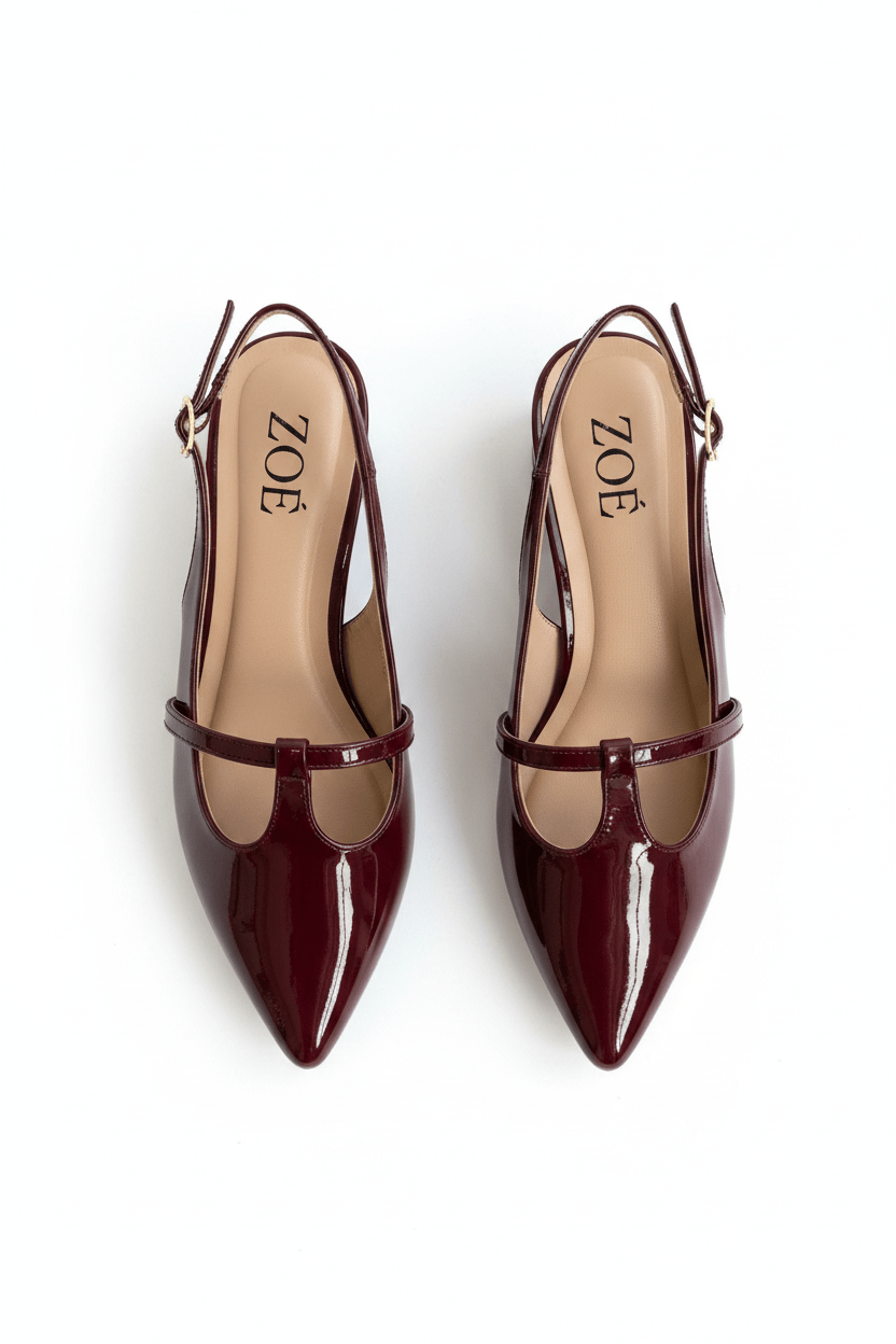 Tacones Burdeos Charol 15005 Hebilla Mary Jane Slingback Ejecutivo Zoé Brand Costa Rica