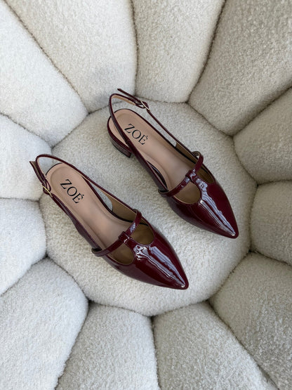 Tacones Burdeos Charol 15005 Hebilla Mary Jane Slingback Ejecutivo Zoé Brand Costa Rica