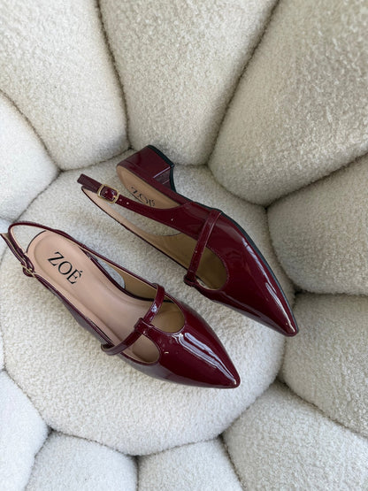 Tacones Burdeos Charol 15005 Hebilla Mary Jane Slingback Ejecutivo Zoé Brand Costa Rica
