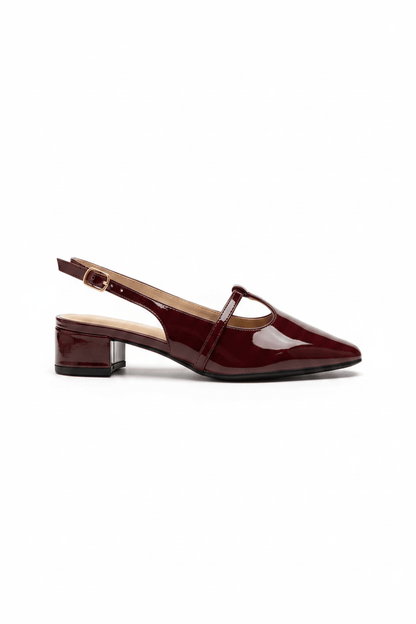 Tacones Burdeos Charol 15005 Hebilla Mary Jane Slingback Ejecutivo Zoé Brand Costa Rica