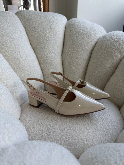 Tacones Blanco Charol 15006 Hebilla Mary Jane Slingback Ejecutivo Zoé Brand Costa Rica