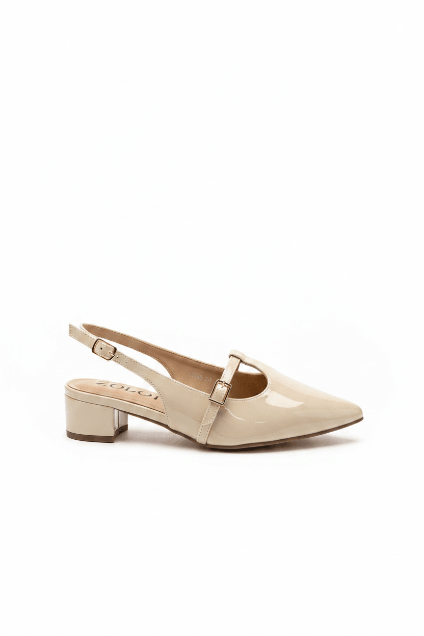 Tacones Blanco Charol 15006 Hebilla Mary Jane Slingback Ejecutivo Zoé Brand Costa Rica