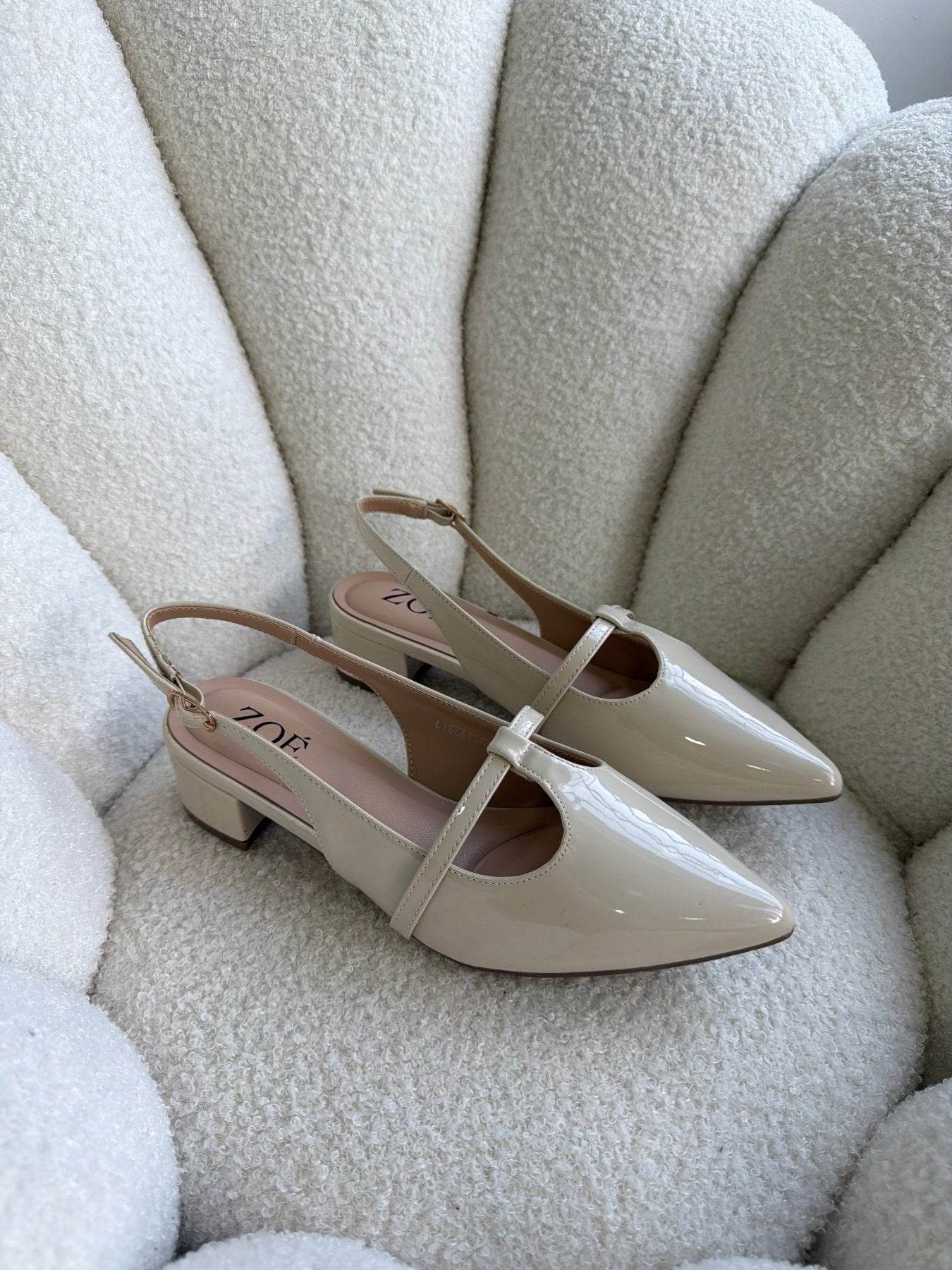 Tacones Blanco Charol 15006 Hebilla Mary Jane Slingback Ejecutivo Zoé Brand Costa Rica