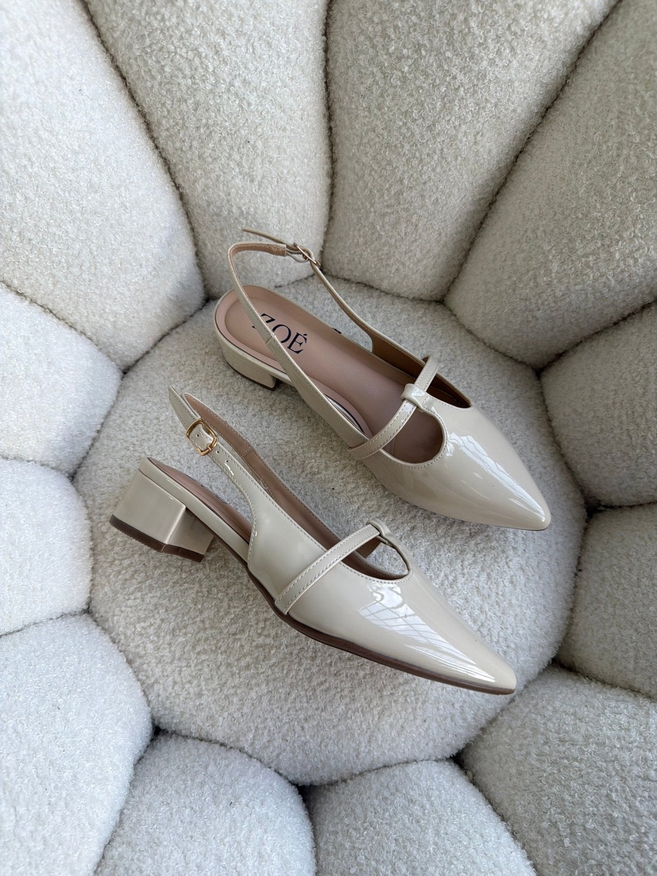 Tacones Blanco Charol 15006 Hebilla Mary Jane Slingback Ejecutivo Zoé Brand Costa Rica