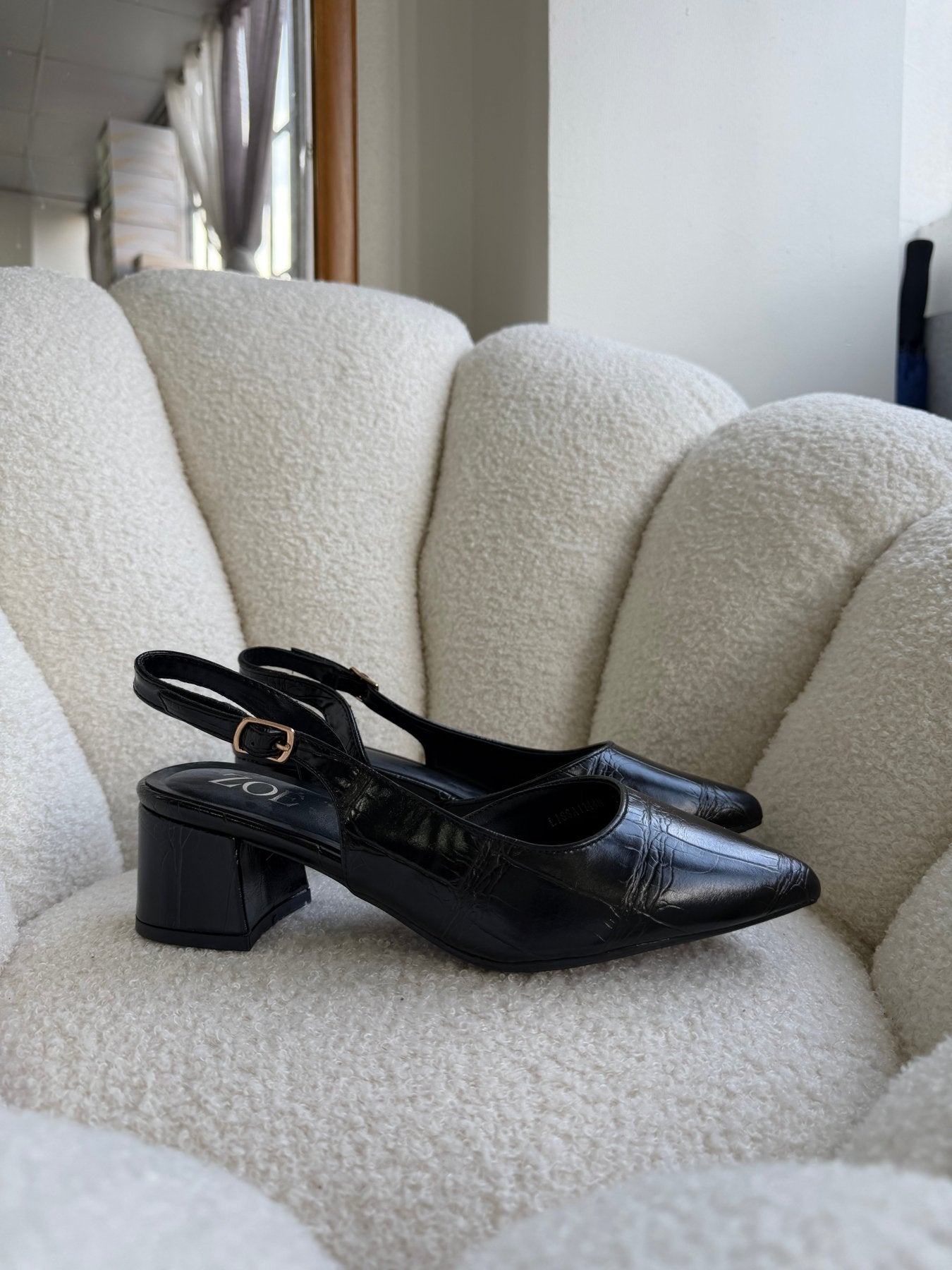 Tacones Negro 15007 Hebilla Slingback Animal Print Ejecutivo Zoé Brand Costa Rica