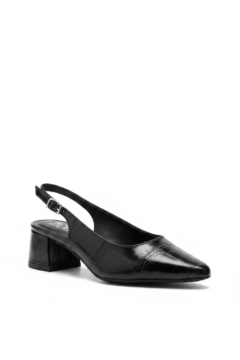 Tacones Negro 15007 Hebilla Slingback Animal Print Ejecutivo Zoé Brand Costa Rica