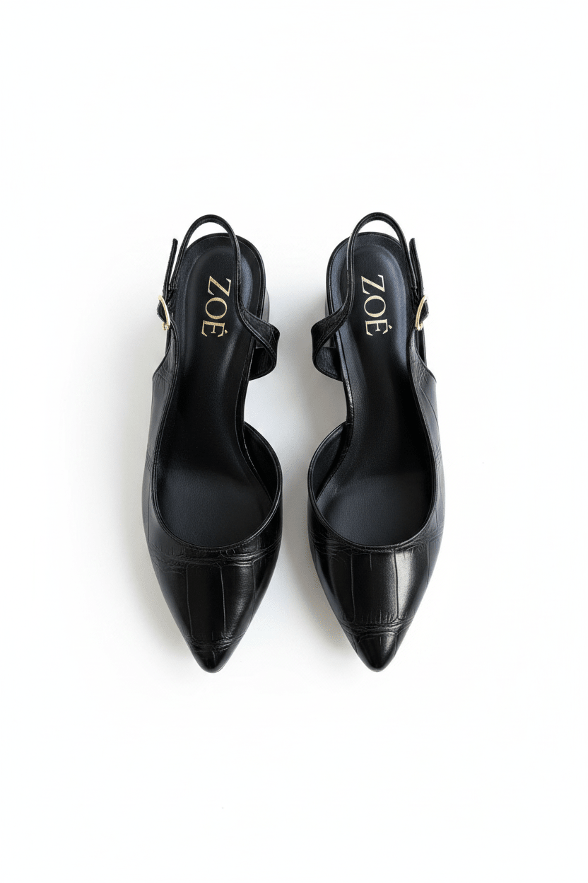 Tacones Negro 15007 Hebilla Slingback Animal Print Ejecutivo Zoé Brand Costa Rica