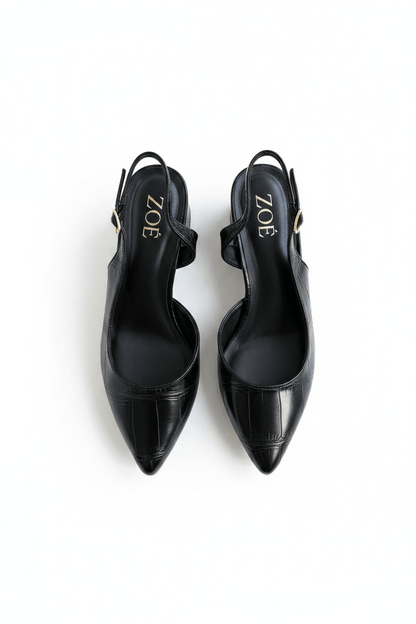 Tacones Negro 15007 Hebilla Slingback Animal Print Ejecutivo Zoé Brand Costa Rica