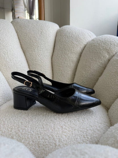 Tacones Negro 15007 Hebilla Slingback Animal Print Ejecutivo Zoé Brand Costa Rica