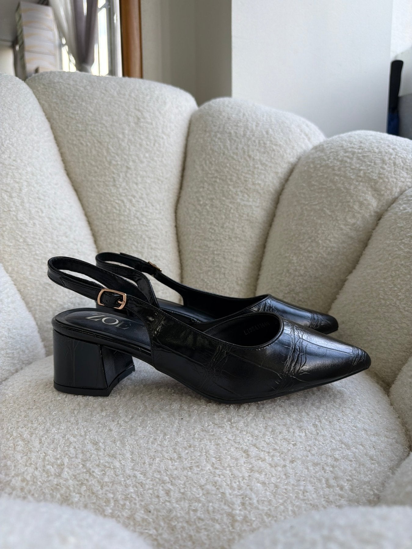 Tacones Negro 15007 Hebilla Slingback Animal Print Ejecutivo Zoé Brand Costa Rica