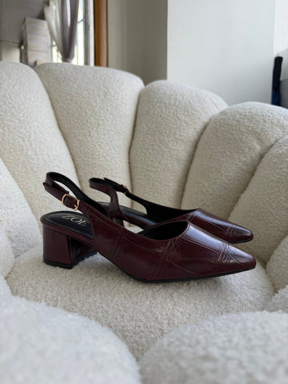Tacones Burdeos 15008 Hebilla Slingback Animal Print Ejecutivo Zoé Brand Costa Rica